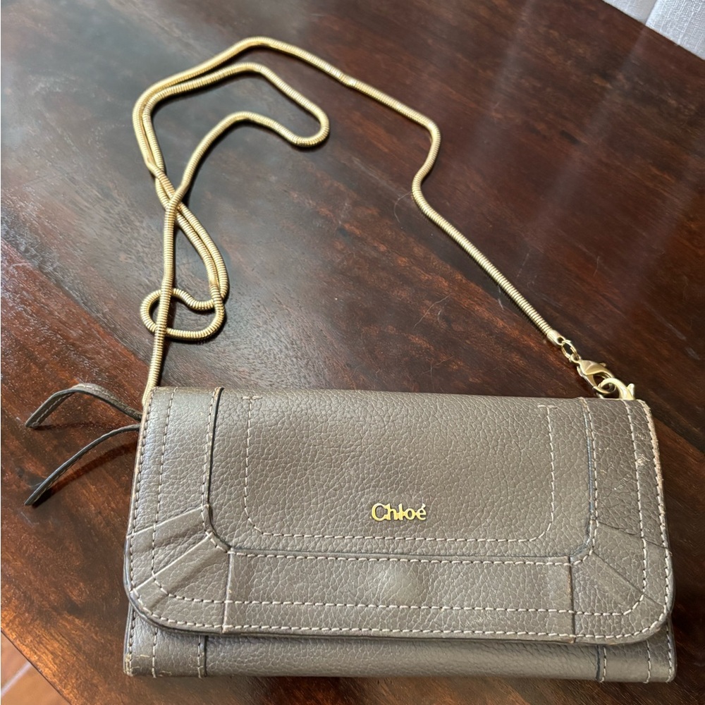 Chloe’ gray long wallet w ample cc sections and tassel detailed zip coin pouch